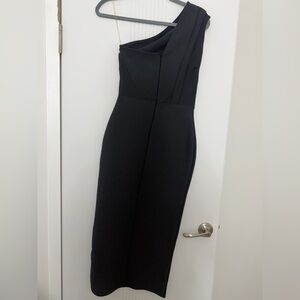 Elegant One-Shoulder Black Dress